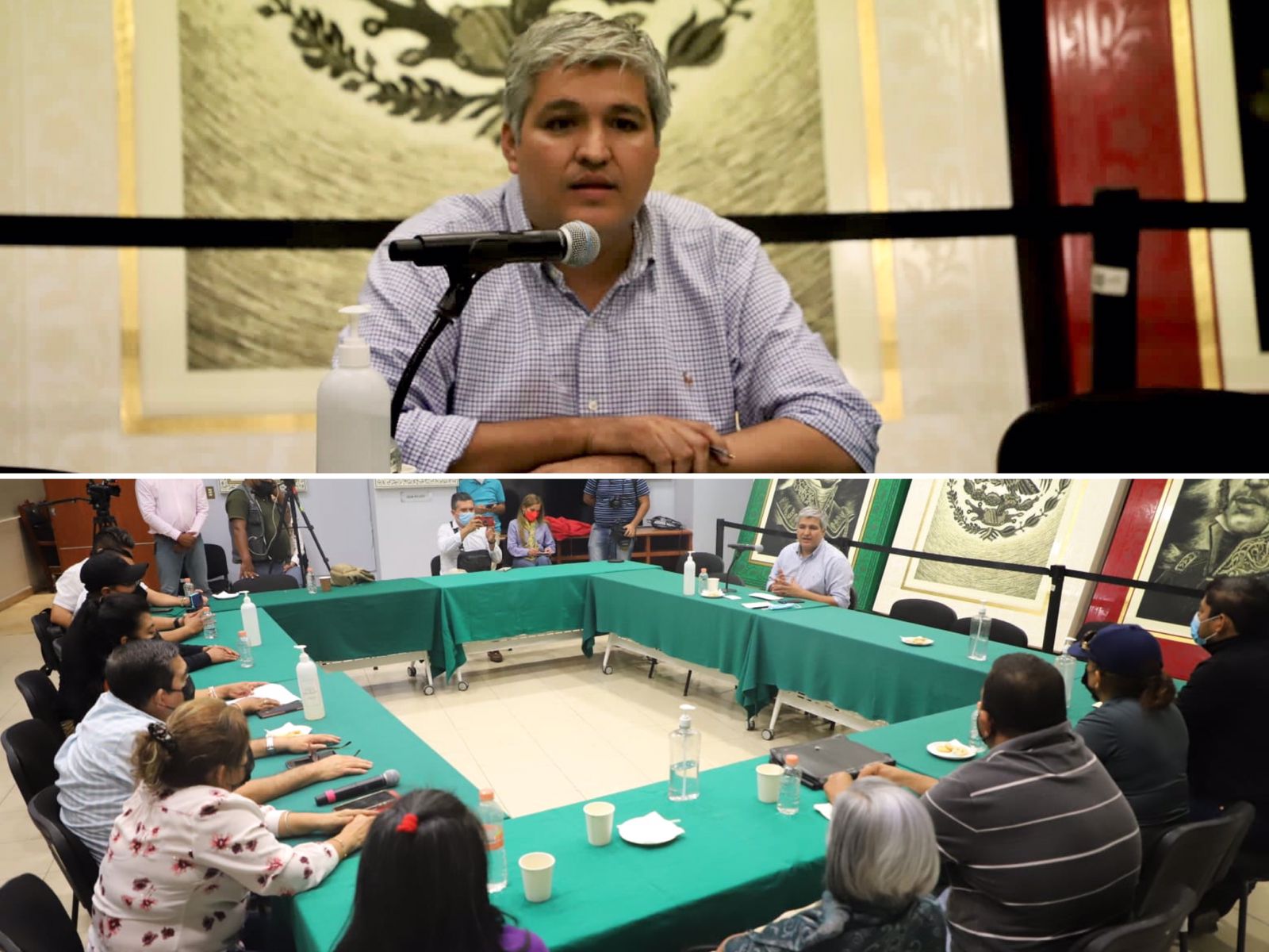 Alfredo Sánchez escucha demandas de trabajadores de la Fiscalía General del Estado
