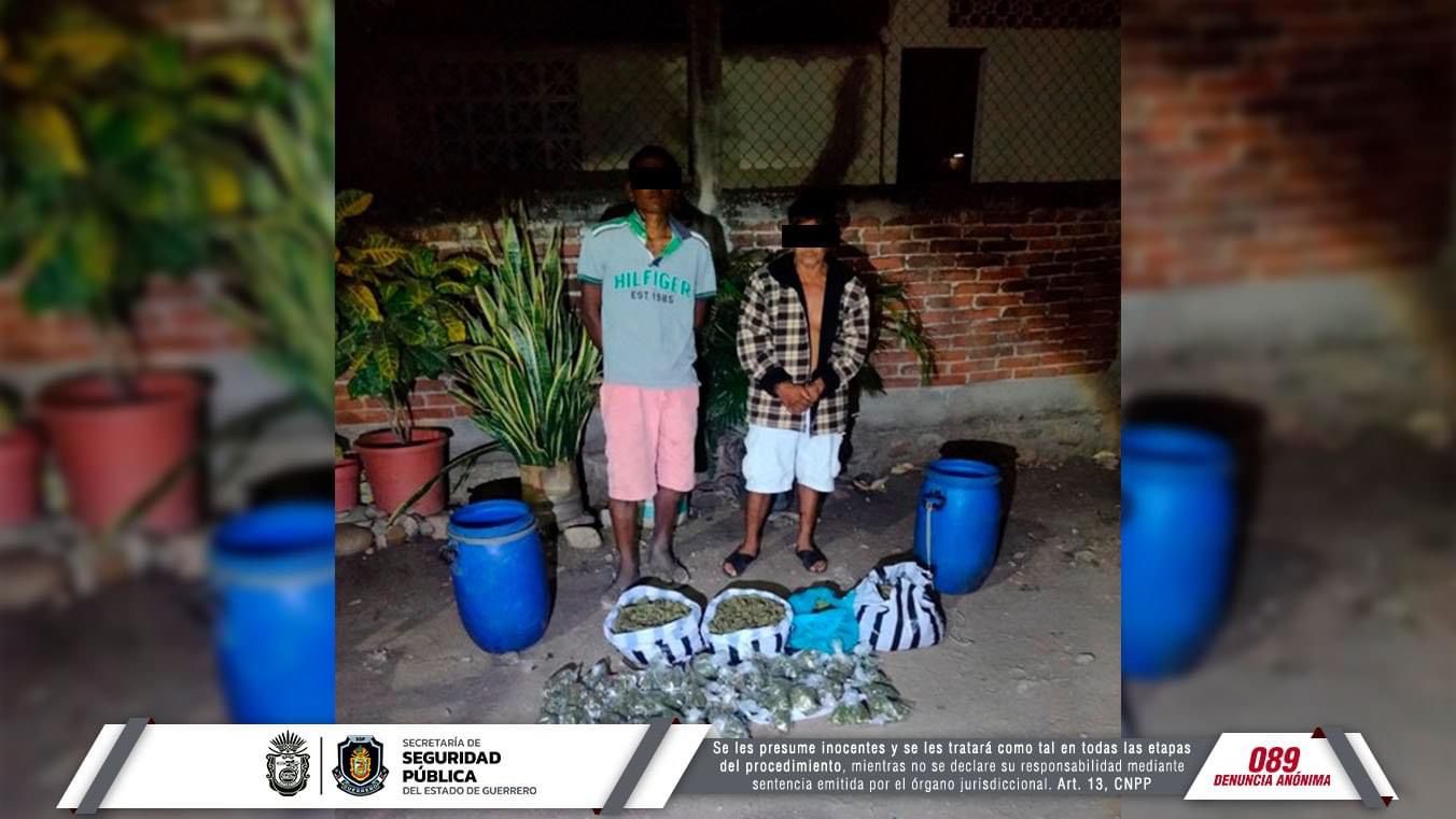 Detiene la Policía Estatal y Secretaría de Marina a dos personas en Tecpan de Galeana, Guerrero