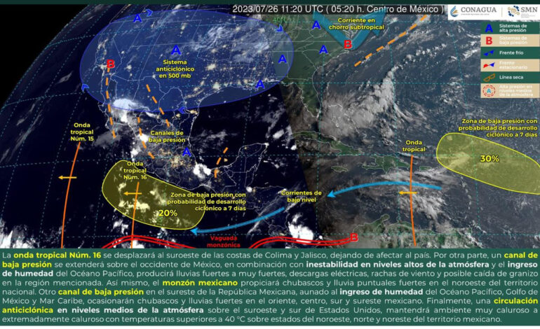 Informa gobierno de Abelina López Rodríguez que se pronostican lluvias para este miércoles
