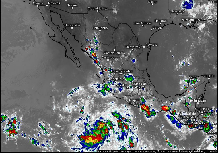 Se formó la depresión tropical Once-E al Sur-Suroeste de Zihuatanejo