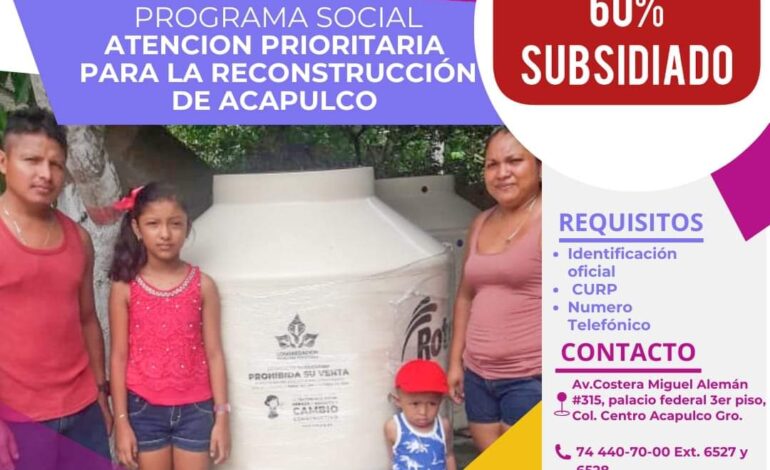 Entregará Gobierno de Abelina López Rodríguez tinacos a precio subsidiado