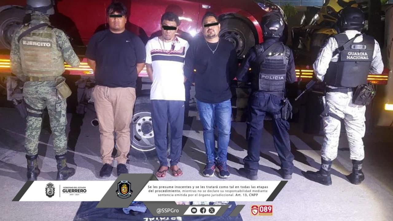Detiene la Policía Estatal, Sedena y Guardia Nacional a tres personas en Acapulco