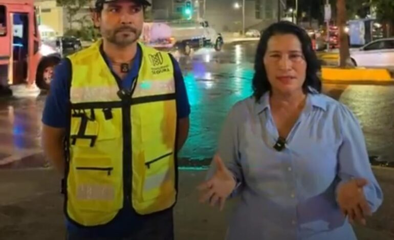 Supervisa Abelina López canales pluviales de riesgo en Acapulco, funcionamiento de semáforos e inaugura rehabilitación de cancha