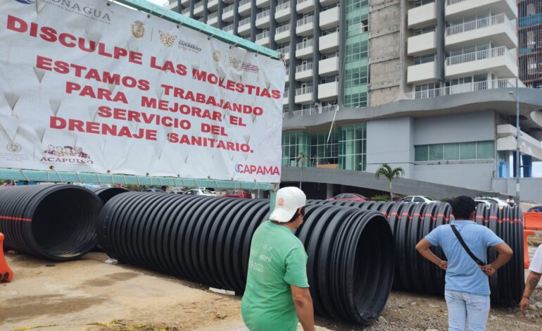 Al 60% el avance de la primera parte de la renovación de cinco colectores en Acapulco