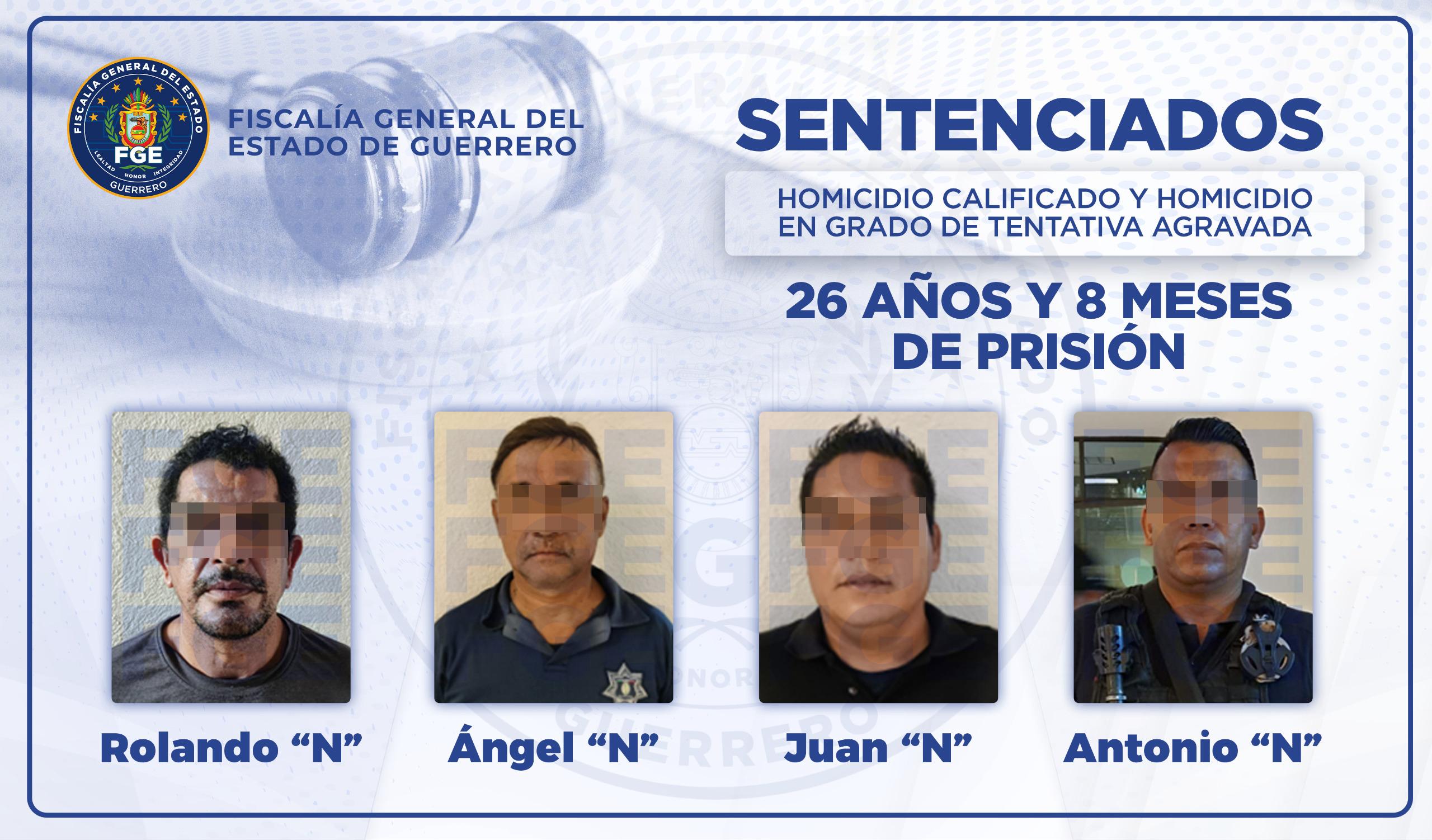 Sentencian a 26 años de prisión a cuatro policías municipales de Acapulco por homicidio de un hombre y una mujer oriundos del Estado de México