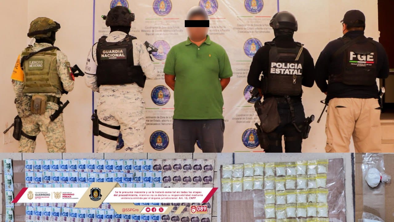 Traía 40 dosis de droga y más de 40 mil pesos en efectivo; lo detienen en Chilpancingo