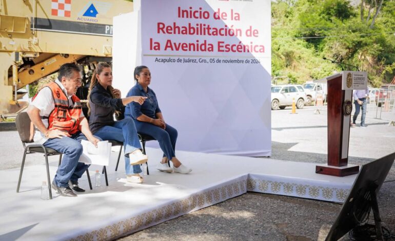 Evelyn Salgado da el banderazo de la Rehabilitación de la Avenida Escénica de Acapulco