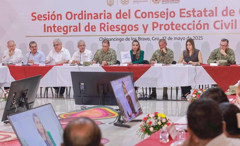 Declara Evelyn Salgado en sesión permanente al Consejo Estatal de Protección Civil frente a la temporada de Lluvias y Ciclones 2025