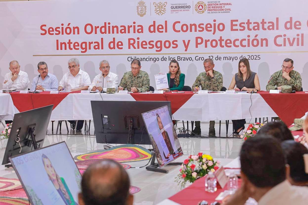 Declara Evelyn Salgado en sesión permanente al Consejo Estatal de Protección Civil frente a la temporada de Lluvias y Ciclones 2025
