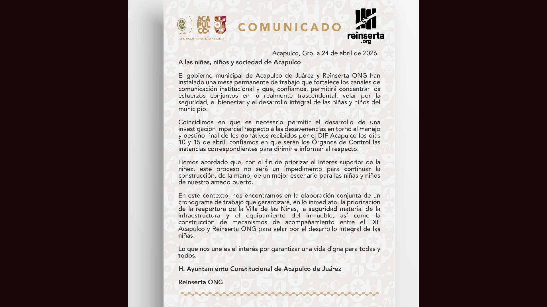 comunicado Kasia niño de rivera